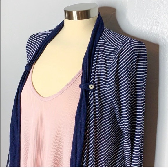 Anthropologie Sweaters - Anthropologie Splendid Navy Striped Cardigan Sz L